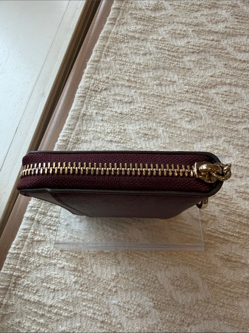 Kate Spade Burgundy Zip Around Wallet with Key Ring